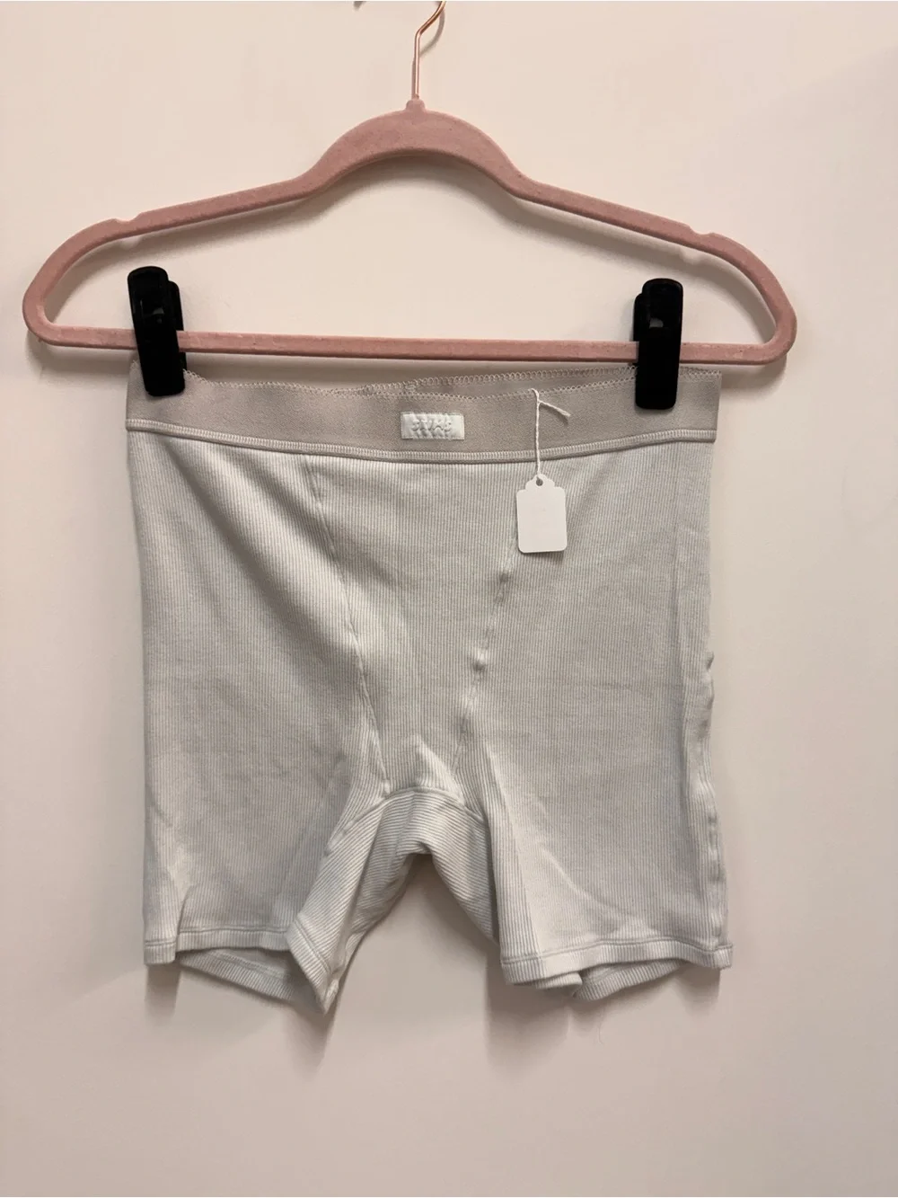 SKIMS Light Gray Ribbed Boxer Shorts